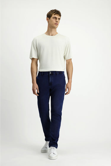  Koyu Lacivert Relaxed Fit Rahat Kesim Pamuklu Denim Look Pantolon