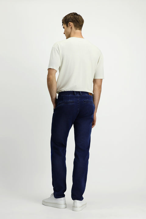 Koyu Lacivert Regular Fit Standart Kesim Pamuklu Denim Look Pantolon