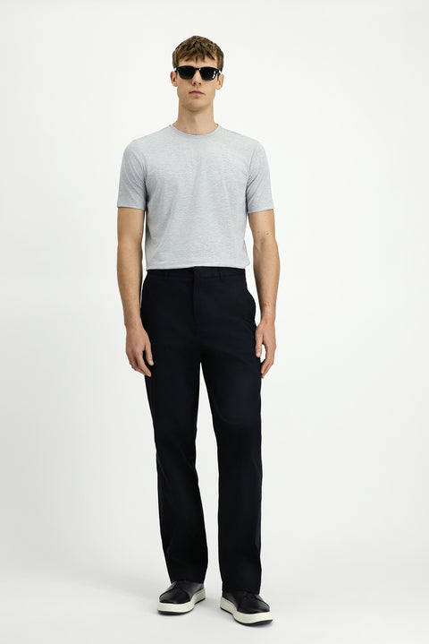 Siyah Regular Fit Standart Kesim Likralı Kanvas / Chino Pantolon