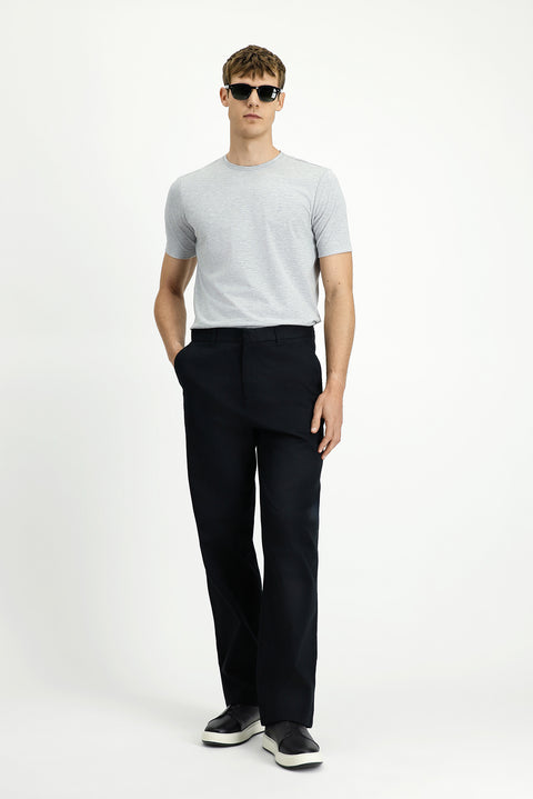 Siyah Regular Fit Standart Kesim Likralı Kanvas / Chino Pantolon