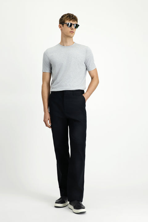 Siyah Regular Fit Standart Kesim Likralı Kanvas / Chino Pantolon