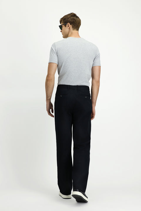 Siyah Regular Fit Standart Kesim Likralı Kanvas / Chino Pantolon