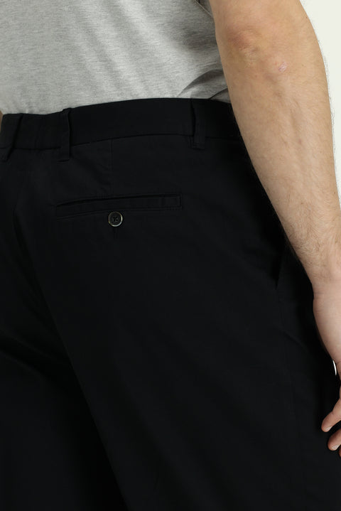 Siyah Regular Fit Standart Kesim Likralı Kanvas / Chino Pantolon
