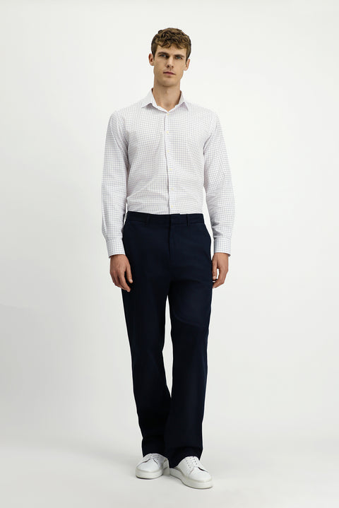 Koyu Lacivert 6 Drop Regular Fit Standart Kesim Likralı Kanvas / Chino Pantolon