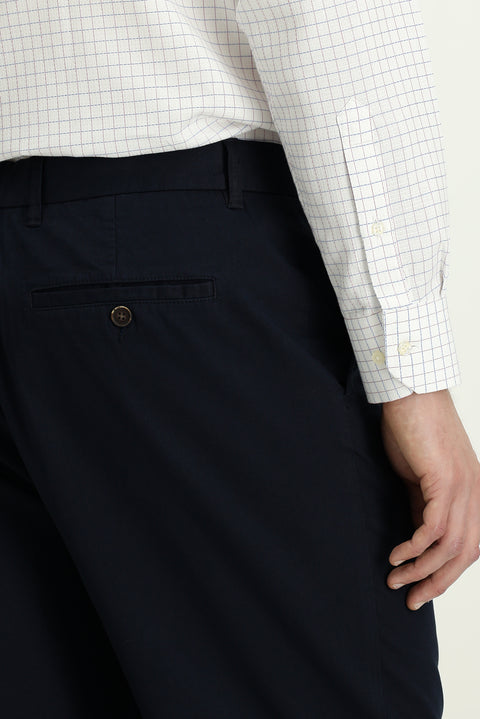 Koyu Lacivert 6 Drop Regular Fit Standart Kesim Likralı Kanvas / Chino Pantolon