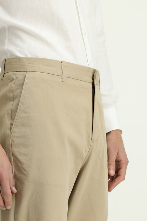Açık Bej 6 Drop Regular Fit Standart Kesim Likralı Kanvas / Chino Pantolon
