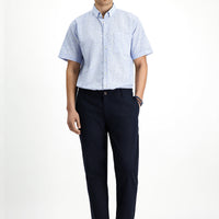 Koyu Lacivert Slim Fit Dar Kesim Beli Lastikli Likralı Kanvas / Chino Pantolon
