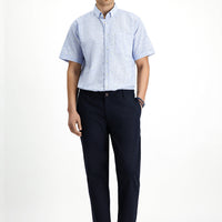 Koyu Lacivert Slim Fit Dar Kesim Beli Lastikli Likralı Kanvas / Chino Pantolon