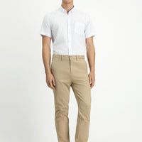 Açık Bej Slim Fit Dar Kesim Beli Lastikli Likralı Kanvas / Chino Pantolon