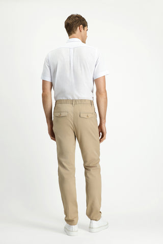  Açık Bej Slim Fit Dar Kesim Beli Lastikli Likralı Kanvas / Chino Pantolon