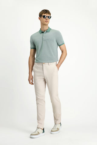  Krem Slim Fit Dar Kesim Beli Lastikli Likralı Kanvas / Chino Pantolon