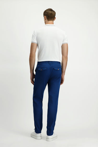  Orta Petrol Slim Fit Dar Kesim Beli Lastikli Likralı Kanvas / Chino Pantolon