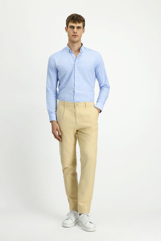  Orta Bej 6 Drop Regular Fit Standart Kesim Pamuklu Kanvas / Chino Pantolon