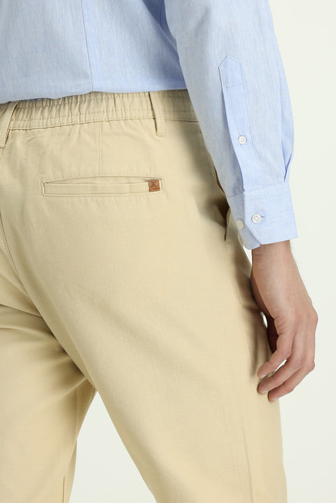 Orta Bej 6 Drop Regular Fit Standart Kesim Pamuklu Kanvas / Chino Pantolon