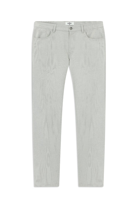 Açık Gri Slim Fit Dar Kesim Armürlü Klasik Pantolon