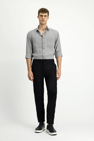  Siyah Slim Fit Dar Kesim Likralı Beli Lastikli İpli Pantolon