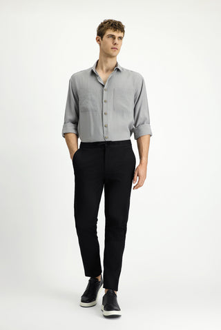  Siyah Slim Fit Dar Kesim Likralı Beli Lastikli İpli Pantolon