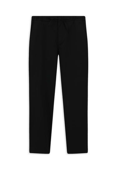Siyah Slim Fit Dar Kesim Likralı Beli Lastikli İpli Pantolon