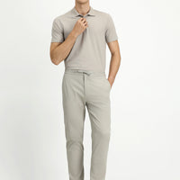 Açık Gri Slim Fit Dar Kesim Likralı Beli Lastikli İpli Pantolon