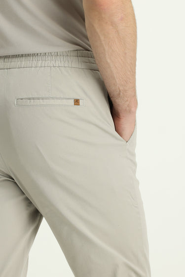 Açık Gri Slim Fit Dar Kesim Likralı Beli Lastikli İpli Pantolon