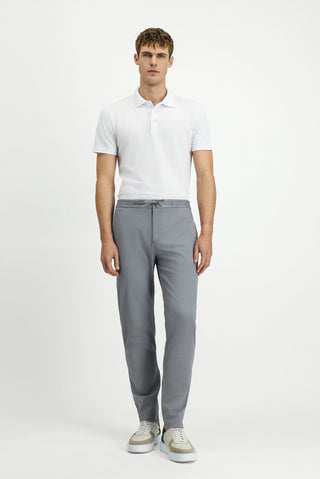  Orta Gri Slim Fit Dar Kesim Likralı Beli Lastikli İpli Pantolon