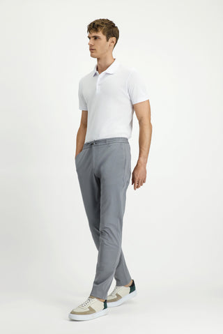  Orta Gri Slim Fit Dar Kesim Likralı Beli Lastikli İpli Pantolon