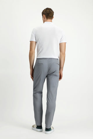  Orta Gri Slim Fit Dar Kesim Likralı Beli Lastikli İpli Pantolon