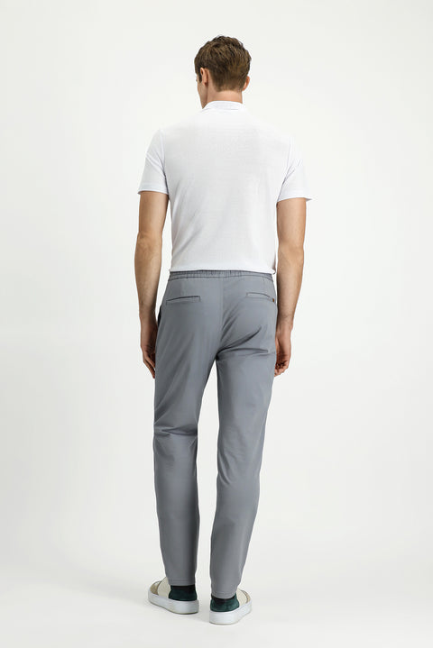 Orta Gri 7 Drop Slim Fit Dar Kesim Likralı Beli Lastikli İpli Jogger Pantolon