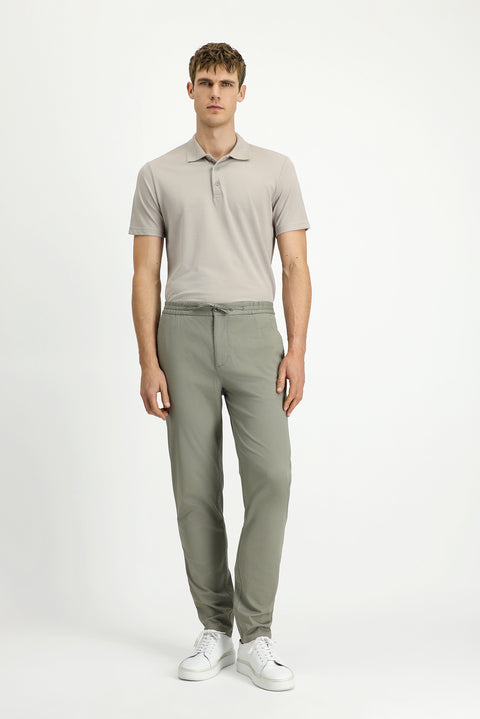 Açık Füme 7 Drop Slim Fit Dar Kesim Likralı Beli Lastikli İpli Jogger Pantolon