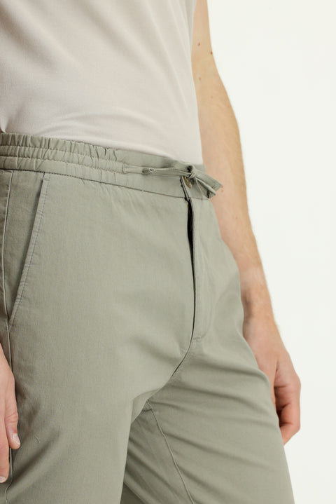 Açık Füme Slim Fit Dar Kesim Likralı Beli Lastikli İpli Jogger Pantolon