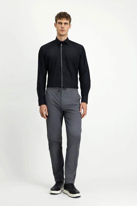 Koyu Füme 7 Drop Slim Fit Dar Kesim Likralı Beli Lastikli İpli Jogger Pantolon