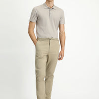 Açık Bej Slim Fit Dar Kesim Likralı Beli Lastikli İpli Pantolon