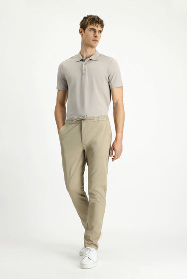  Açık Bej Slim Fit Dar Kesim Likralı Beli Lastikli İpli Pantolon