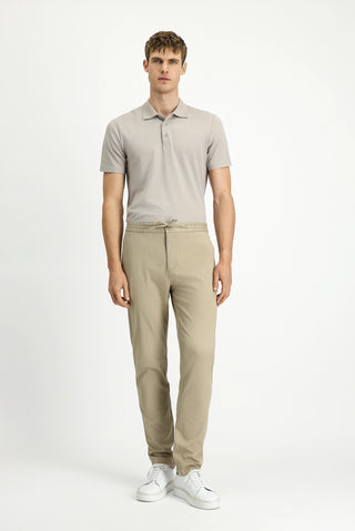  Aç?k Bej 7 Drop Slim Fit Dar Kesim Likral? Beli Lastikli ?pli Jogger Pantolon-Ki??l?