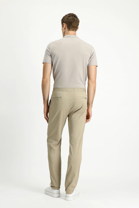 Açık Bej 7 Drop Slim Fit Dar Kesim Likralı Beli Lastikli İpli Jogger Pantolon