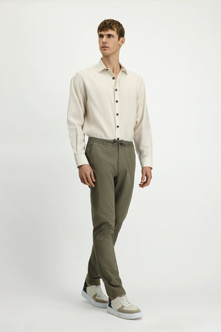  Açık Haki Slim Fit Dar Kesim Likralı Beli Lastikli İpli Pantolon