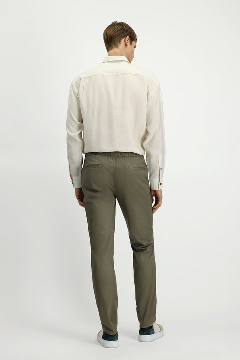 Açık Haki 7 Drop Slim Fit Dar Kesim Likralı Beli Lastikli İpli Jogger Pantolon