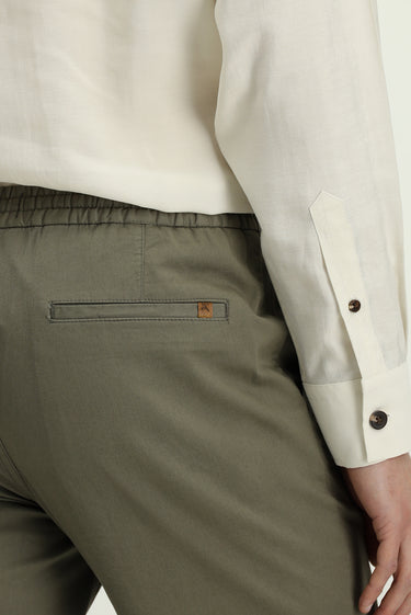 Açık Haki Slim Fit Dar Kesim Likralı Beli Lastikli İpli Pantolon