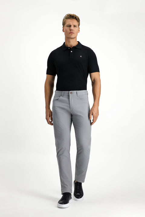 Orta Gri 7 Drop Slim Fit Dar Kesim Likralı Kanvas / Chino Pantolon