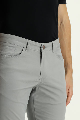  Orta Gri Slim Fit Dar Kesim Likralı Kanvas / Chino Pantolon