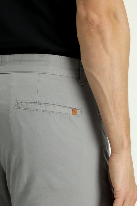 Orta Gri 7 Drop Slim Fit Dar Kesim Likralı Kanvas / Chino Pantolon