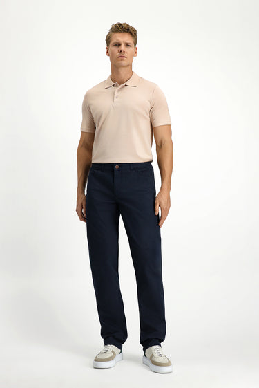 Koyu Lacivert Slim Fit Dar Kesim Likralı Kanvas / Chino Pantolon