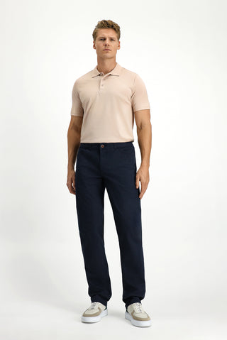  Koyu Lacivert Slim Fit Dar Kesim Likralı Kanvas / Chino Pantolon