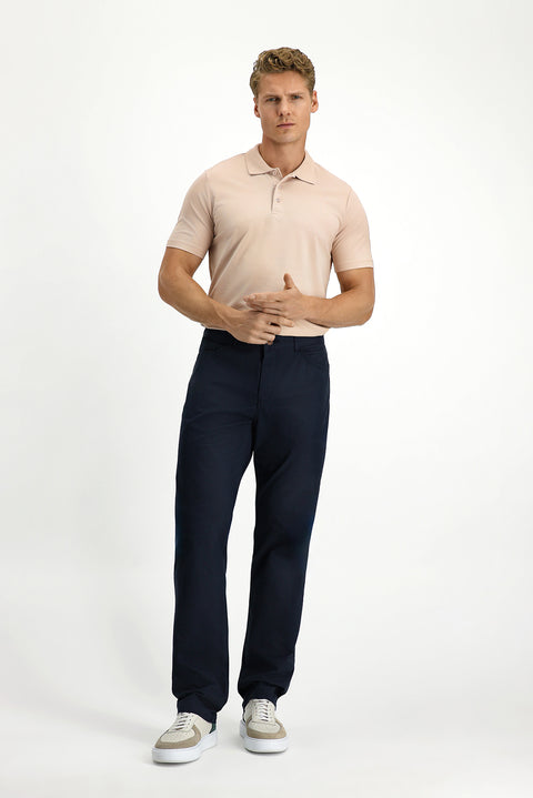 Koyu Lacivert Relaxed Fit Rahat Kesim Likralı Kanvas / Chino Pantolon