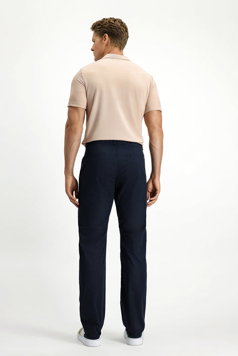 Koyu Lacivert Slim Fit Dar Kesim Likralı Kanvas / Chino Pantolon