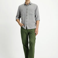 Orman Yeşili Relaxed Fit Rahat Kesim Likralı Kanvas / Chino Pantolon