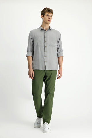  Orman Yeşili Relaxed Fit Rahat Kesim Likralı Kanvas / Chino Pantolon