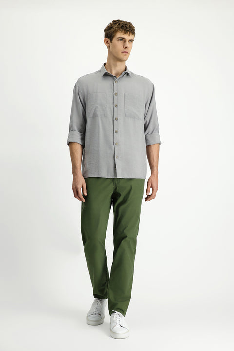 Forest Green Slim Fit Stretchy Canvas / Chino Trousers
