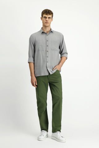  Orman Yeşili Relaxed Fit Rahat Kesim Likralı Kanvas / Chino Pantolon