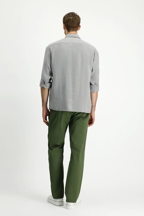 Forest Green Slim Fit Stretchy Canvas / Chino Trousers